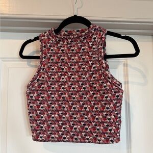 Zara Red and White Fitted Crop Tank Top